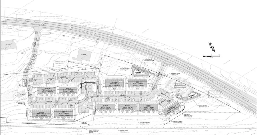 The site plan for the Grand Terrace project off Highway 99 just north of Ashland.