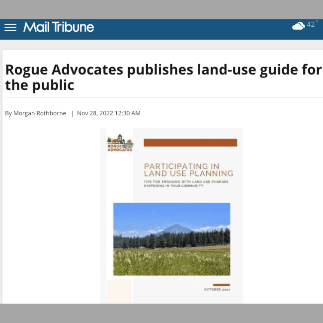 Mail Tribune: Rogue Advocates publishes land-use guide for the public